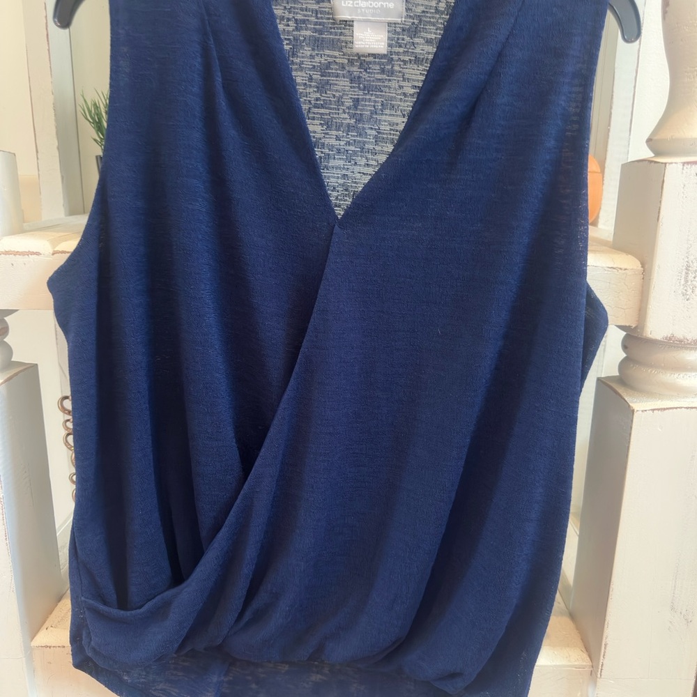 Liz Claiborne Navy Sleeveless Blouse